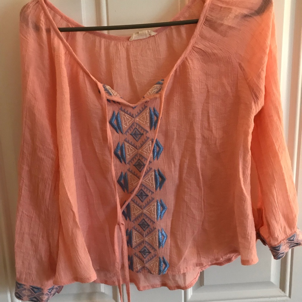 Peach Peasant Top